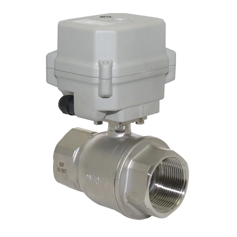 1 1/2'' 2 Way BSP/NPT SS304 DC24V NSF61 Certified CR201 Stainless Steel Motorized Manual Override Ball Valve