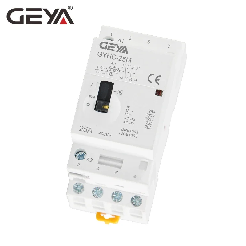 GEYA GYHC Manual Contactor 4P 25A 4NO 2NO2NC 220V/230V Din rail Household AC Modular Contactor 50/60HZ