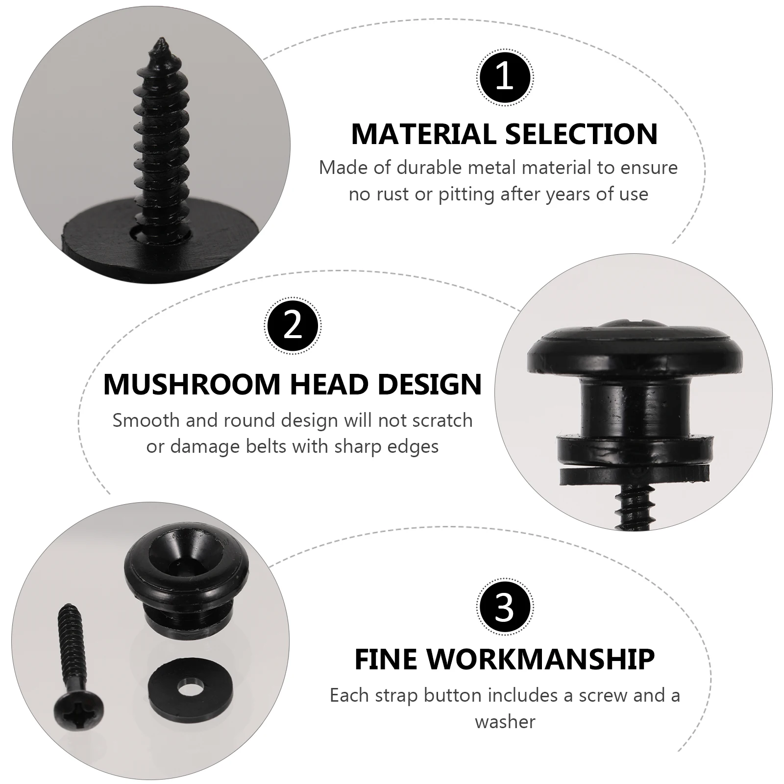 

4 PCS Guitar Belt Screw Bolt Metal Strap Buckle Bass Replacement Parts Button Electric Buttons Straps