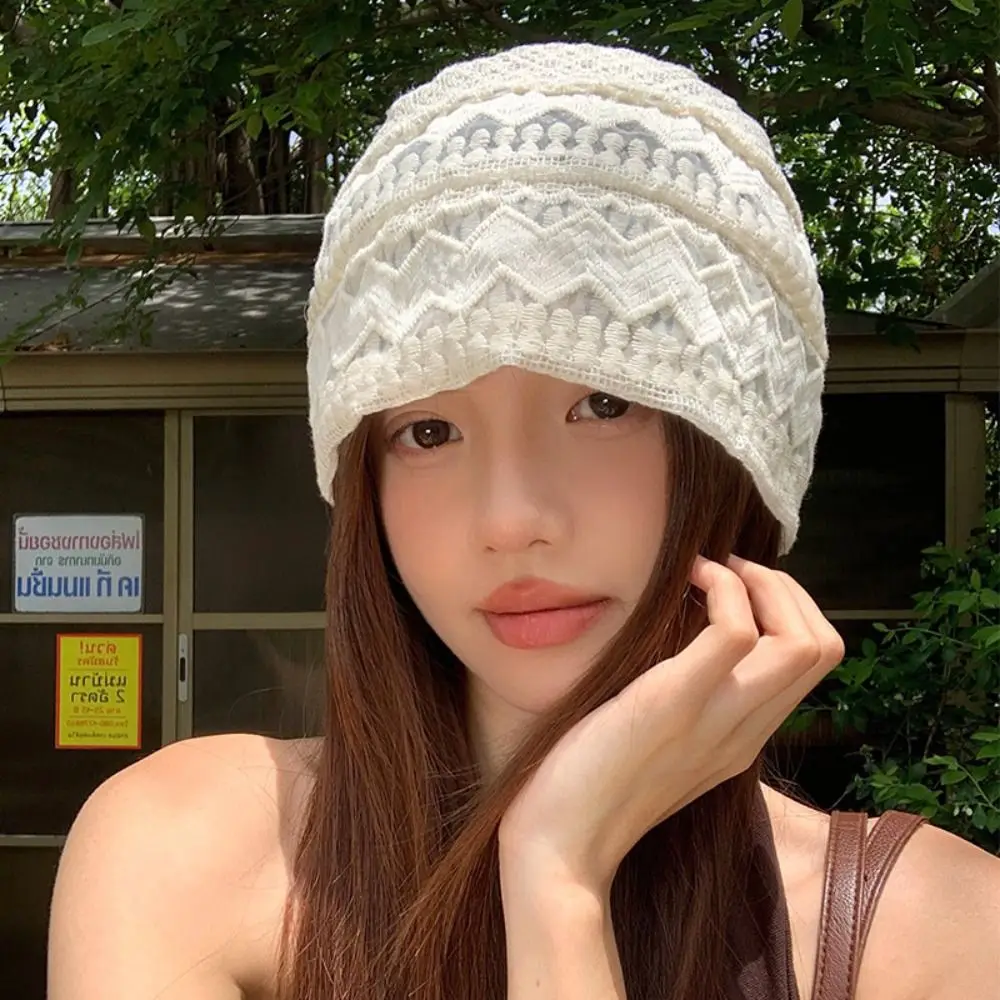 

Cute Hollow Lace Hat Spicy Girl Breathable Knitted Hat Korean Style Thin Sunscreen Cap Girls