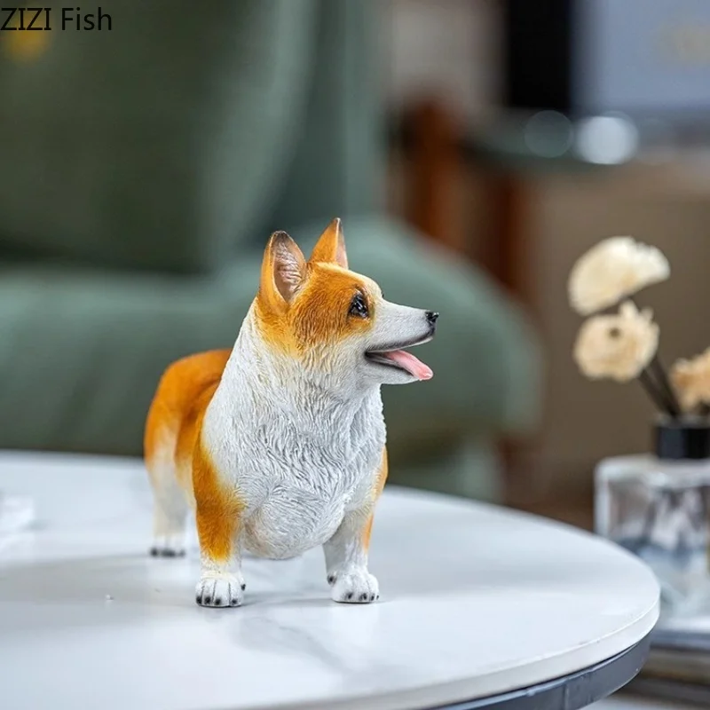 

Resin Dog Ornament Desktop Display Sculpture Statue Simulated Animal Decorations Crafts Home Accessories Miniatures Figurines