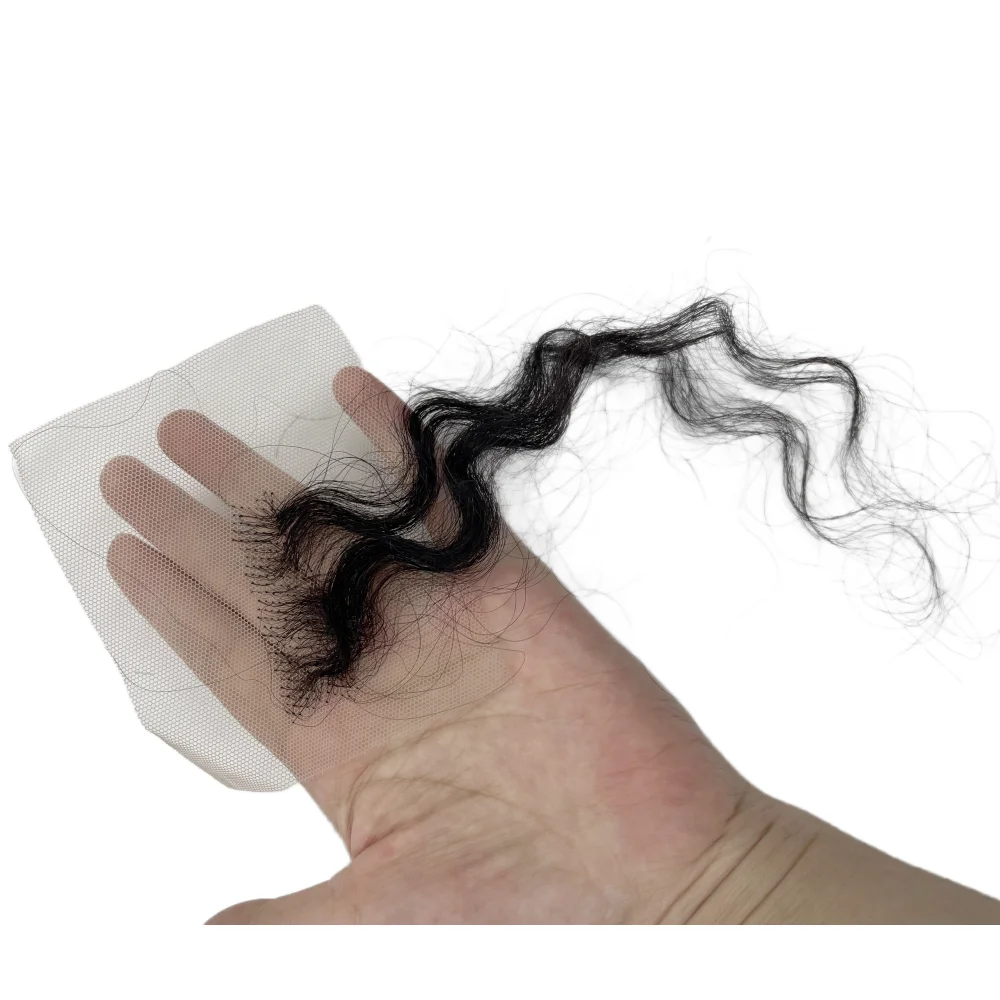 مجعد متموج حواف الشعر شرائط الدانتيل للنساء قابلة لإعادة الاستخدام غير مرئية الدانتيل شعري 2 قطعة اليدوية الطبيعية خصلات شعر بشري حقيقي 10"