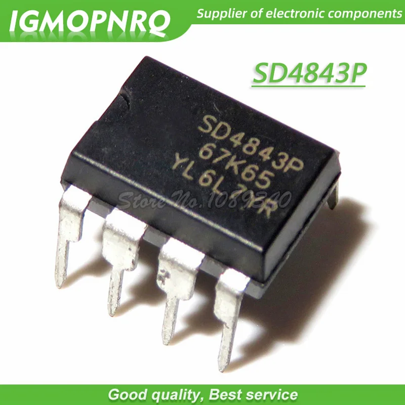 Original Chip de comutação, SD4843P, SD4843, SD4843P67K65, DIP8, 10pcs por lote, Novo