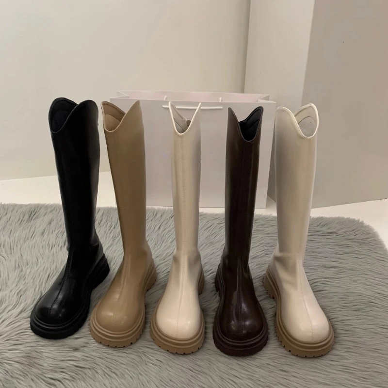 

Slim Woman High Boots Fashion Women Knee-High Boots High Heel 2023 Women's Shoes Winter Soft Leather Long Boots