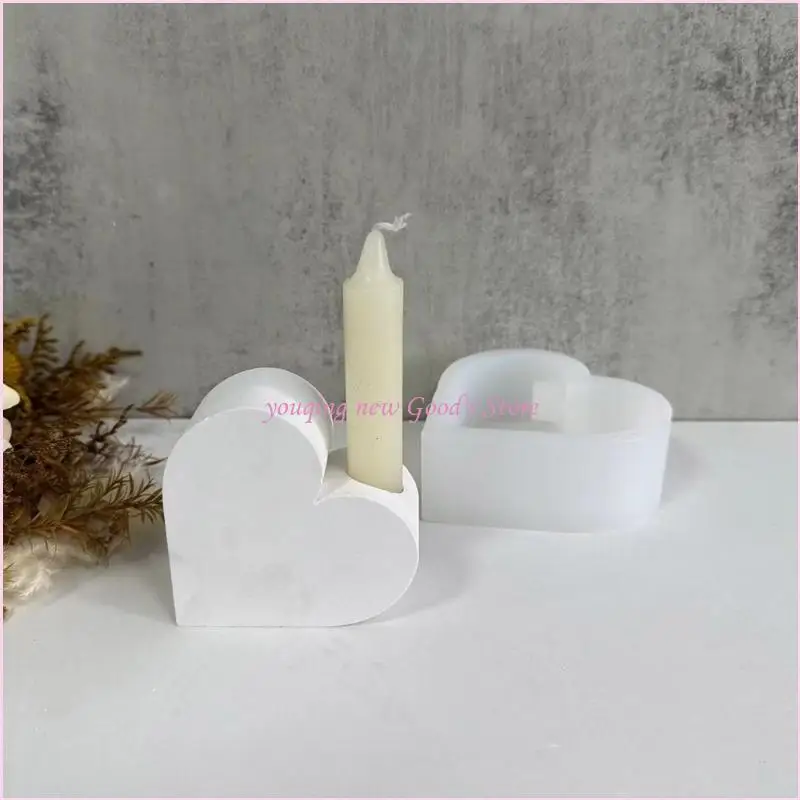

57QA Plaster Candlestick Mold Holder Mould Heart Base Jewelry Supplies