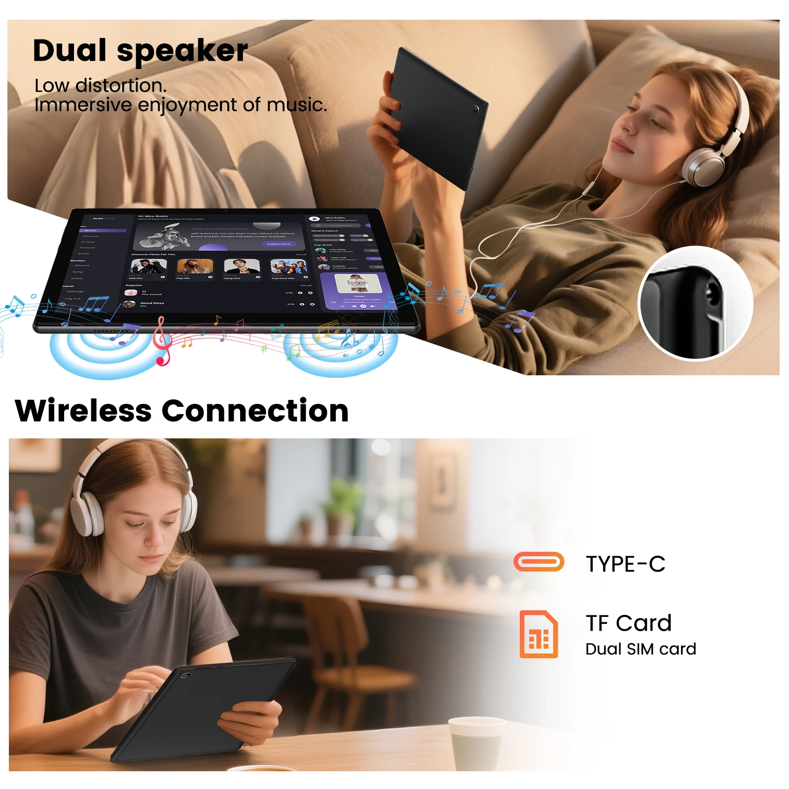 تابلت 10.1 بوصة T310، 2+32 جيجابايت، يدعم بطاقة ذاكرة TF 512 جيجابايت، بلوتوث، واي فاي، نظام تحديد المواقع، خدمة هواوي HMS، يدعم تطبيق Huawei Mar