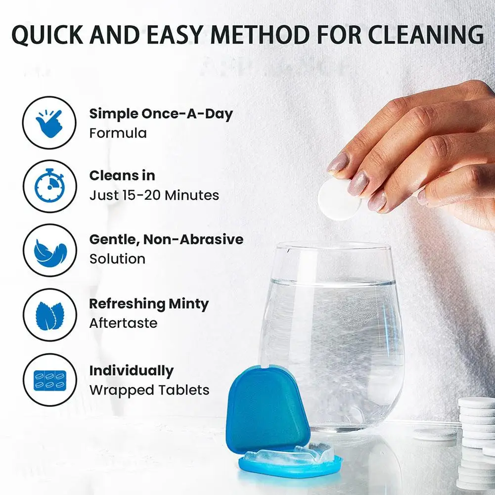 12pcs Denture Cleaning Effervescent Tablets, Individually Packaged Braces, Braces Retainers, Cleaning Tablets Gentle