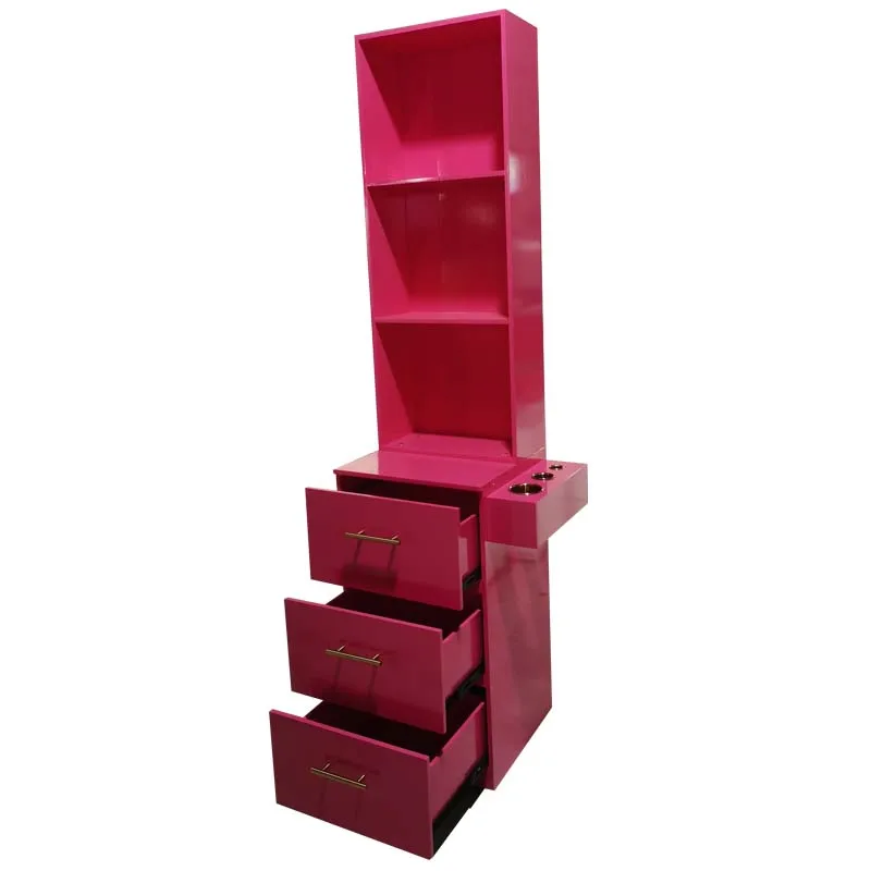 Clássico logotipo rosa grande capacidade estação de maquiagem profissional espelhos de cabeleireiro estações branco salão de beleza espelhos