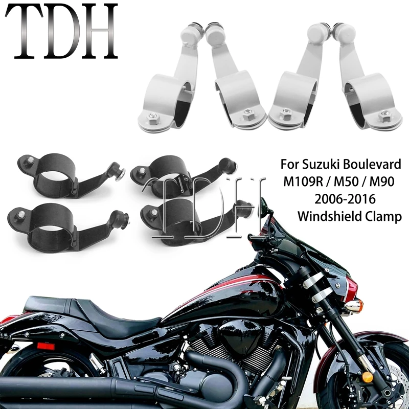 For Suzuki Boulevard 2006-2019 4x Windshield Windscreen Mount Clamp Deflector Fairing Shield Bracket M109R M50 M90 Intruder Boss