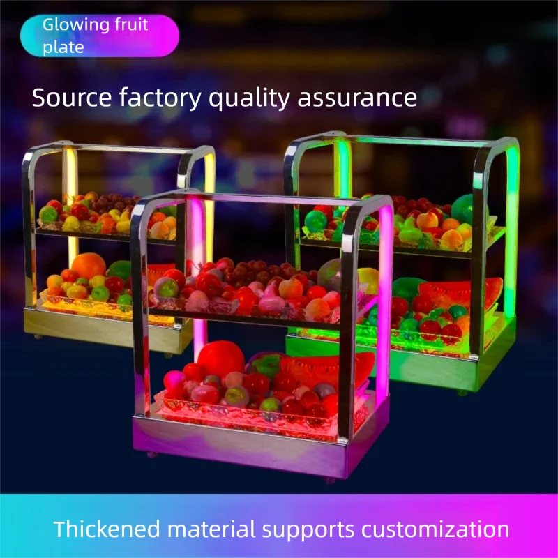 

LED Night Luminous Fruit Plate Two-Layer Glow-in-the-Dark Durable Servingware for Nightclub KTV Parties Events Bar Supplies