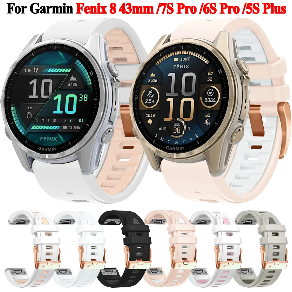 

For Garmin Fenix 8 43mm 7S 6S Pro 5S Plus Silicone Strap 20mm Band for Epix Pro Gen 2 42mm Wristband Woman Bracelet Replacement