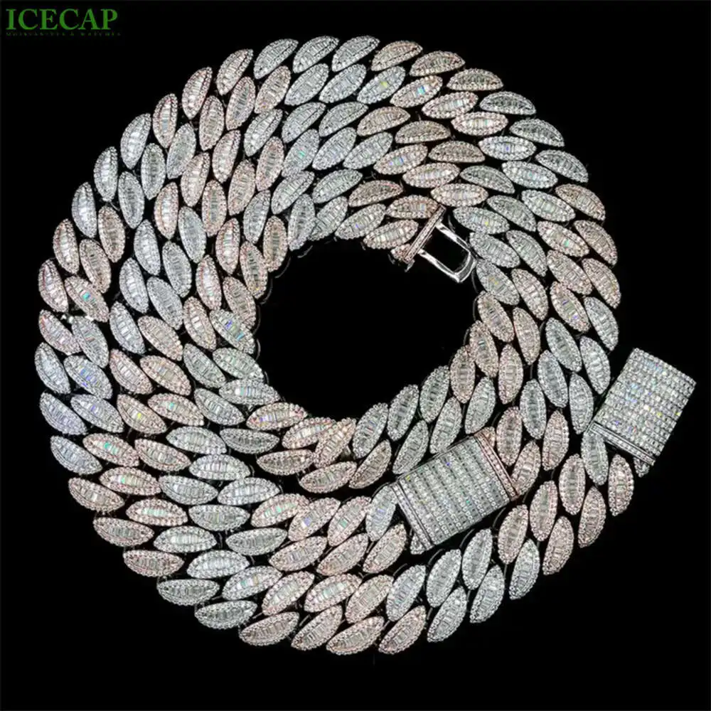 Fashion Jewelry 925 Silvet Iced Out Moissanite Prong Hip Hop Cuban Link Chain Custom Necklace Have Gra Certificate