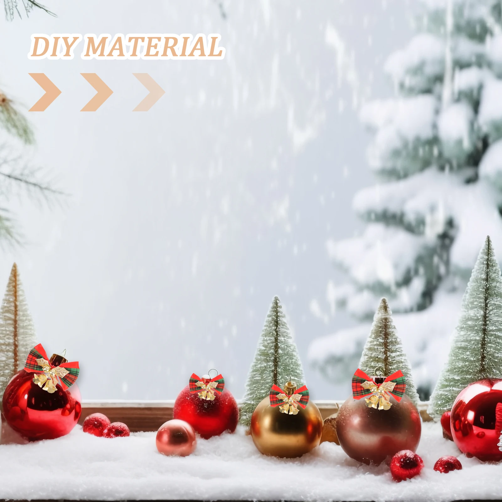 

6 Pcs Bell Decoration Bow knot DIY Material Home naments Hanging Adornment Costume Accessory Christmas Tree Decor Lightweight