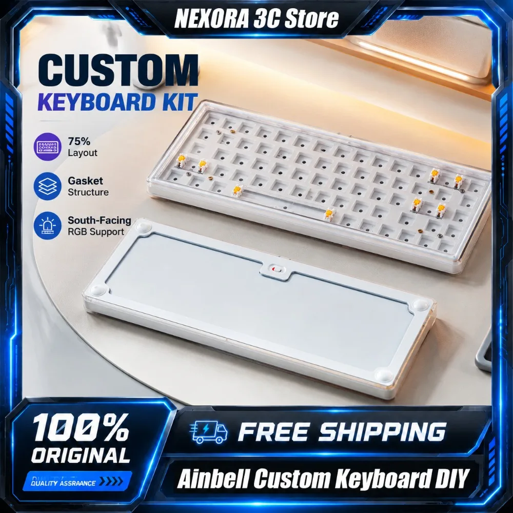 

Ainbell Base68 Custom Mechanical Keyboard Kit CNC Aluminum Hot Swappable Tri Mode 2 4G Wireless Bluetooth DIY Barebone Suit
