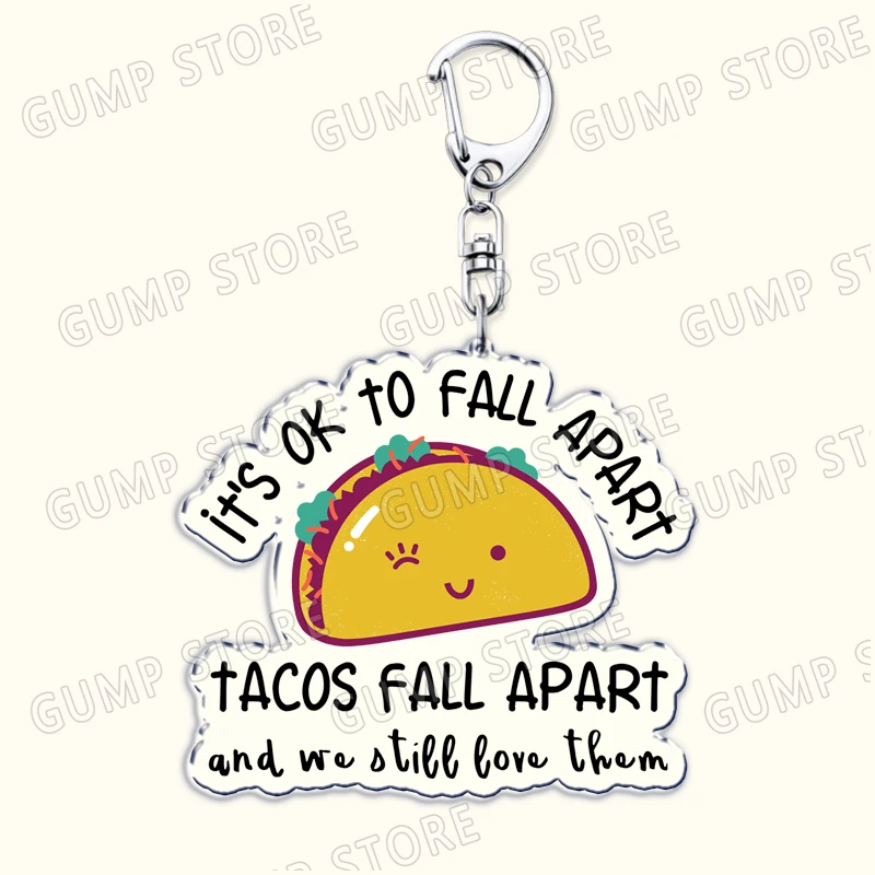 Trending Singer I Love Tacos Keychains for Women Accessories Aesthetic Mexican Taco Bell Keyring Fans Friends Gifts