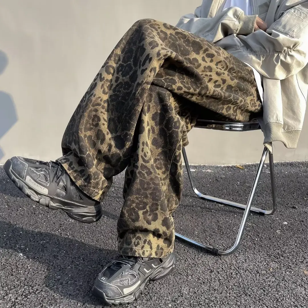 Leopard Print  Y2k Style Straight Pants Fashion Streetwear Loose Trousers Korean Reviews Many popular Clothes For Spring