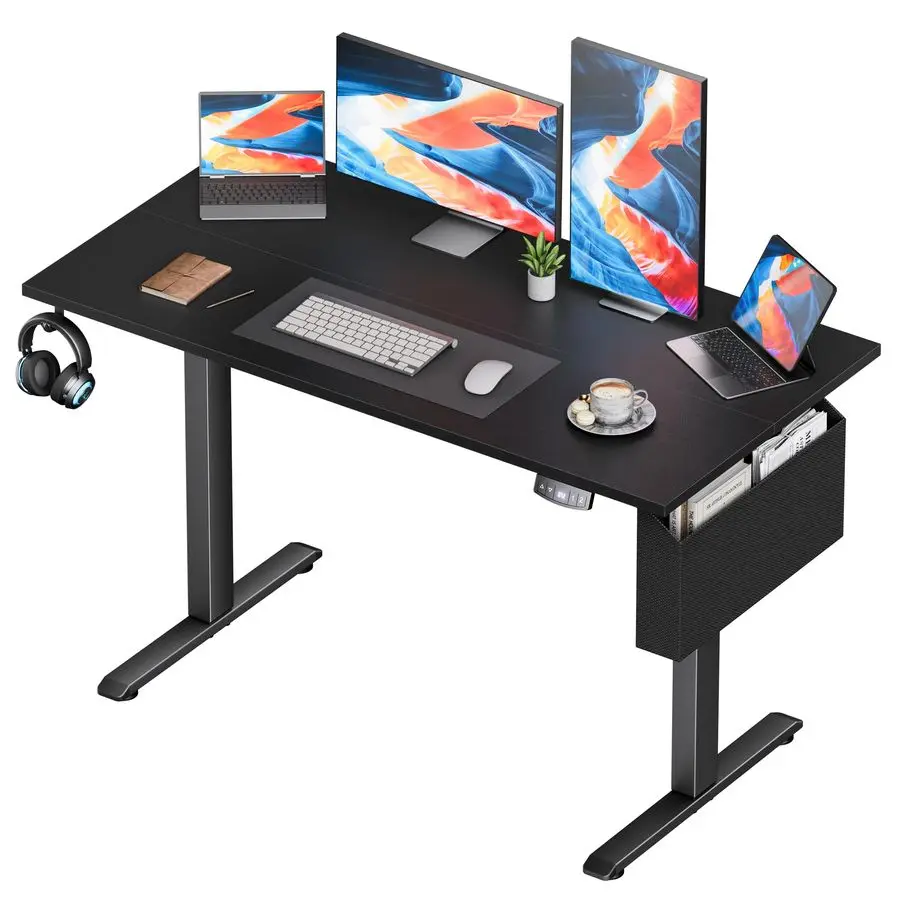 

Electric Standing Desk, 48x24 Adjustable Height Computer Desk with Storage Bag, Memory Presets for Home Work, Study and Gaming