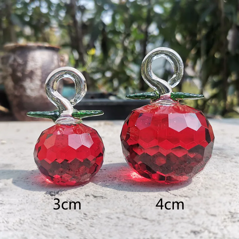 Crystal Apple Ornaments Glass Hanging Apples Figurine Christmas Tree Decoration Home Wedding Decor Miniature Crafts
