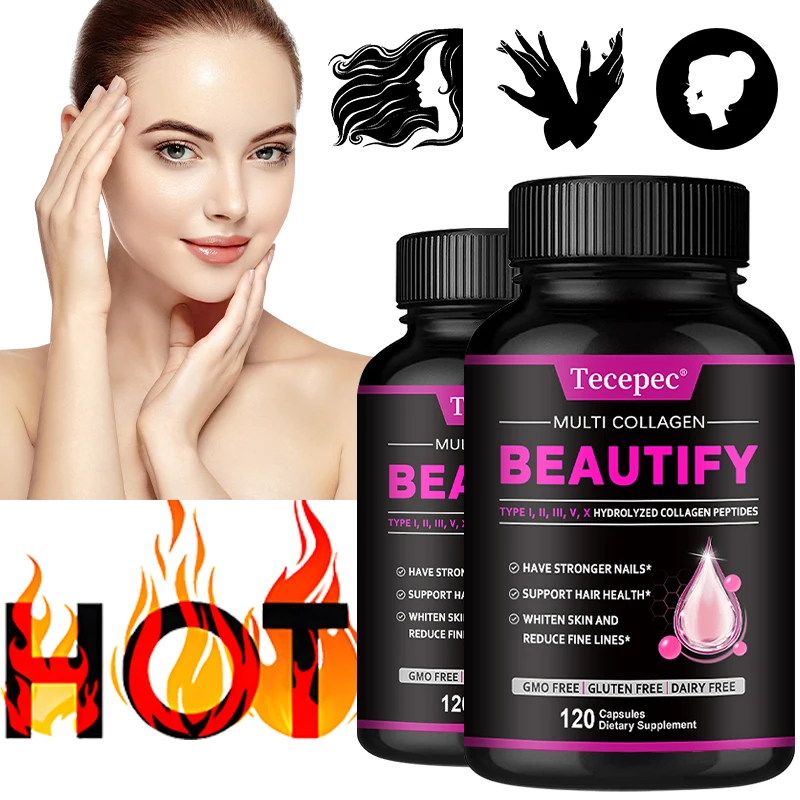 

Multi Collagen Capsules for Men & Women (Complex Plus) - 5 Types Collagen Protein, Hair, Skin, Nails Beauty, Non-GMO