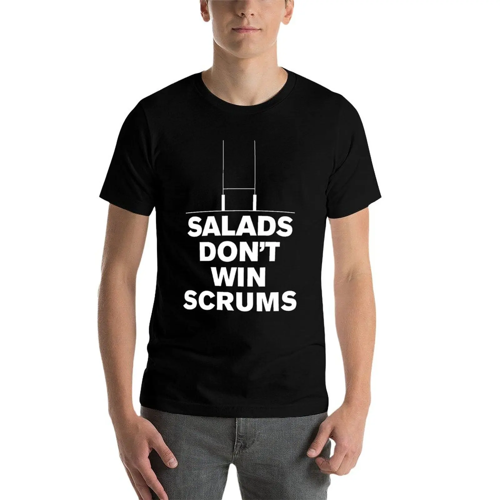 Funny rugby shirt, Salads don't win scrums T-Shirt Gym Wear Breathable Short Sleeve Tee - view 3