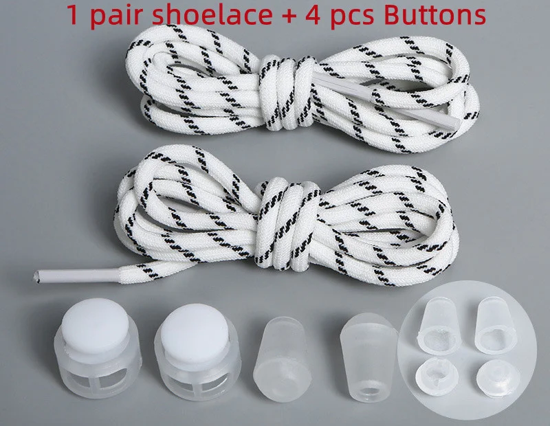 1Pair Colorful Elastic Round Children Shoelaces Without Ties Quick Wear Sneakers Canvas Sport Shoes Laces With Lock 100CM