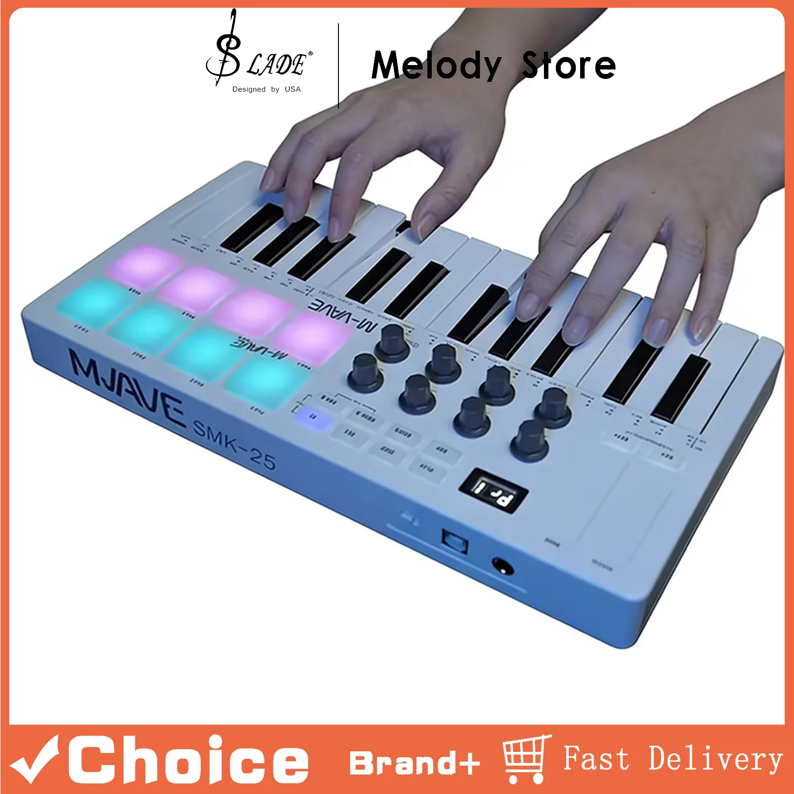 

M-VAVE 25-клавишная MIDI-клавиатура SMK-25, мини-USB-клавиатура, портативный MIDI-контроллер, USB-клавиатура, перезаряжаемая, для создания музыки