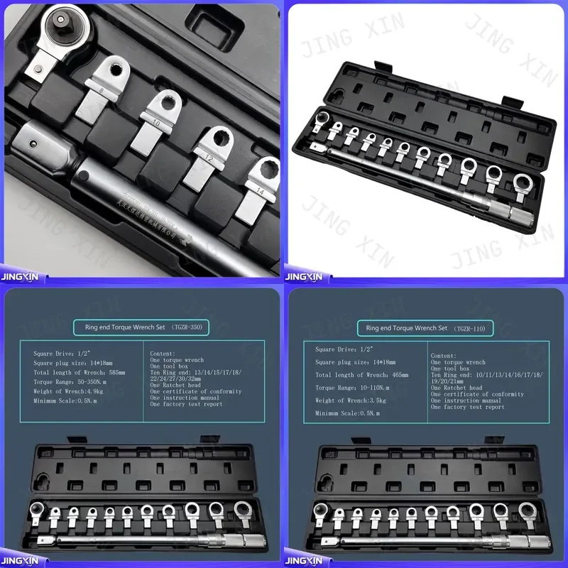 custom for TYD Ring Crowfoot Torque Wrench Set 1/2 Inch Drive 10-110Nm Ratchet with 11 Interchangeable Heads Spanner Kit for