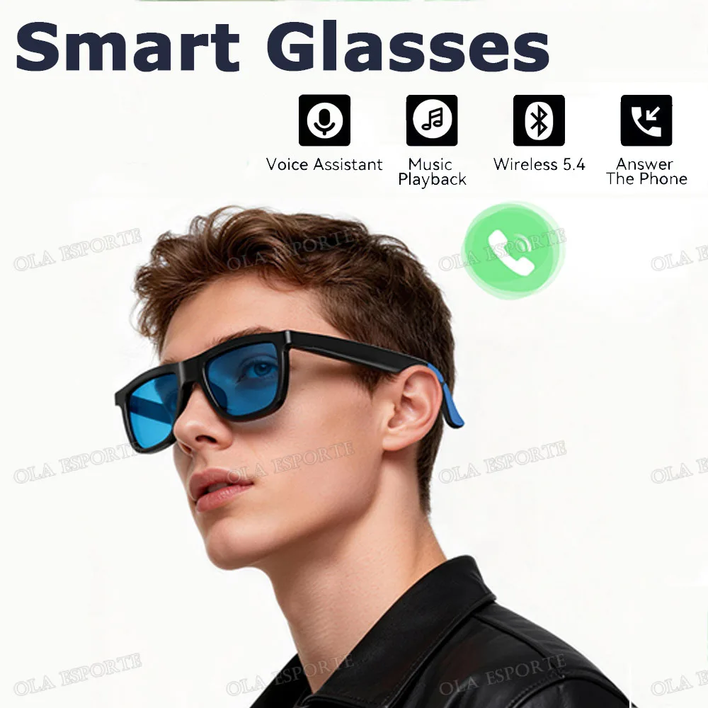 

New Smart Glasses For Men Women Bluetooth Call AI Translation Music Control Volume Control Sunglasses Anti-blue Light Smartglass