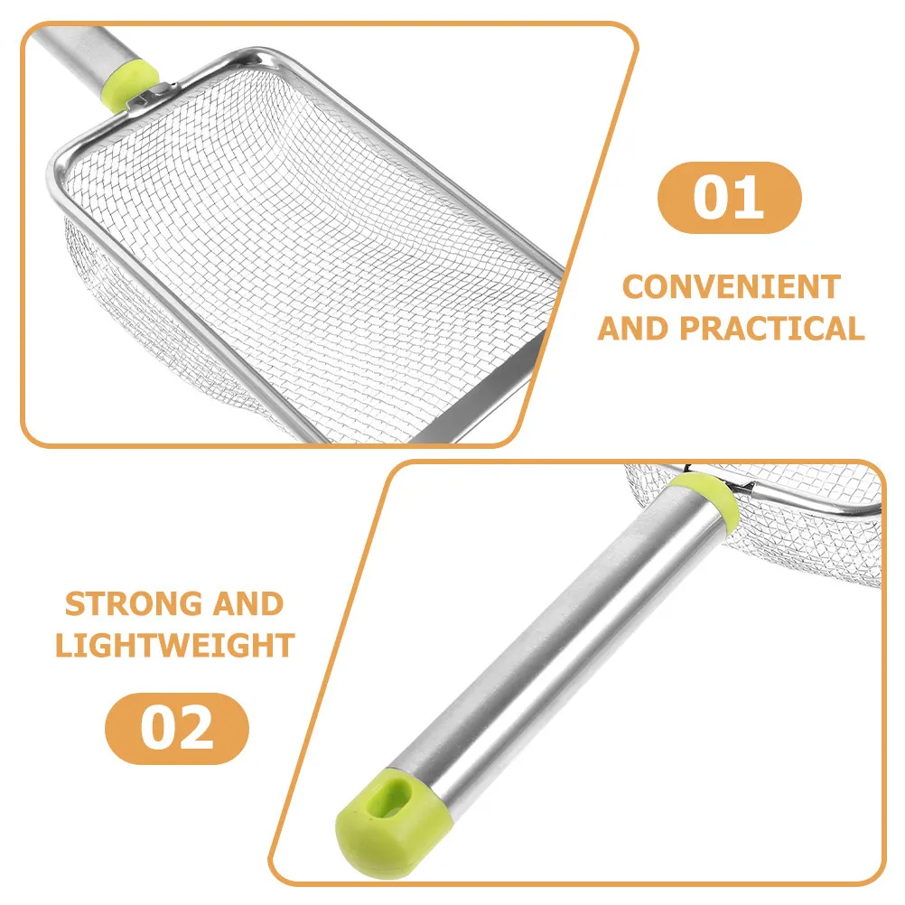 Heavy Duty Stainless Steel Cat Litter Scoop with Tight Mesh Design for Cat Sand Poop Removal Reptile Cage Cleaning Metal Litter view 4
