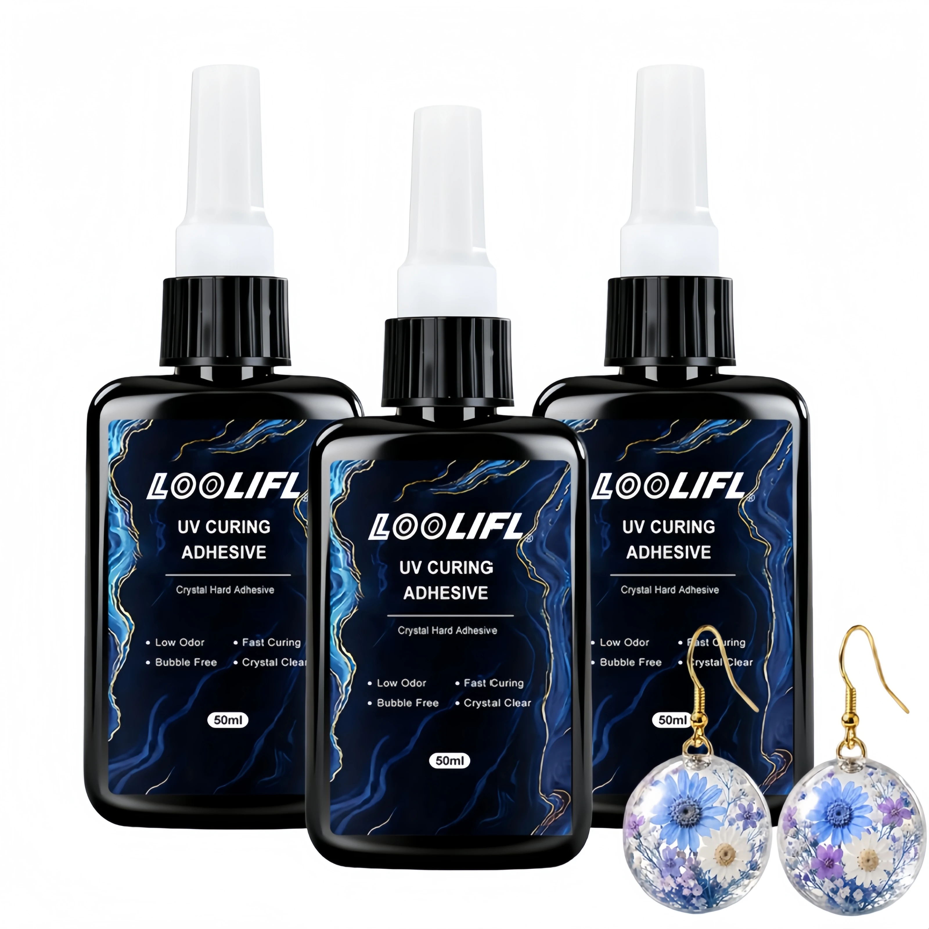 Image of 50ml UV-Härtender Harzkleber Kristallklar Geruchsarm Blasenfrei Schnellhärtend Transparenter Kleber für DIY Schmuck Glas Acryl Handwerk Reparatur