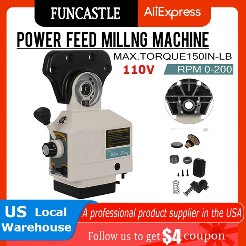 X-Axis Power Feed Torque for Bridgeport Type Milling Machine Coordinate Torque Milling Table Machinery 200 Rpm 150lb