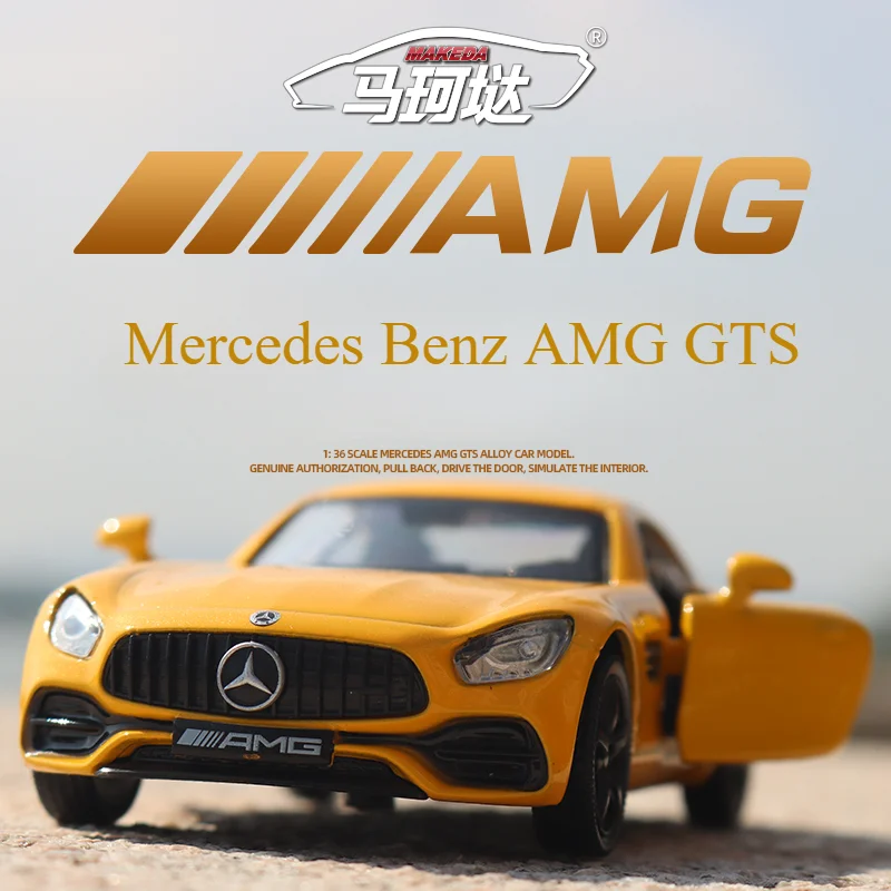 

1:36 Mercedes Benz AMG GTS Diecast Car Model SupercarToy Vehicles Pull Back Alloy Metal High Simulation For Collection Gift F332