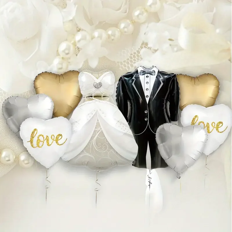 2pc/8pcs Groom and Bride Dress Aluminum Film Balloon Valentine\'s Day Wedding Wedding Birthday Party Decoration