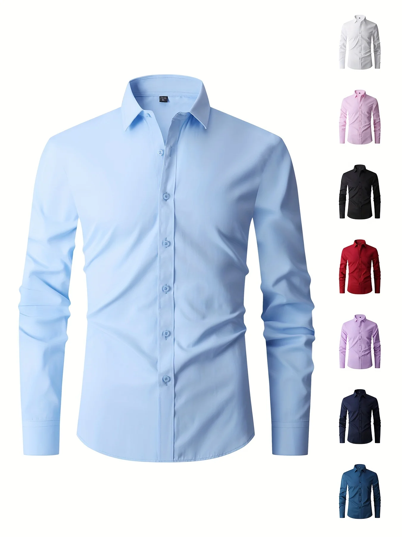 Classic Design Solid Color Men\'s Solid Formal Long Sleeve Shirt Men\'s Button Up Shirt For Business Formal Occasions Gift For Men