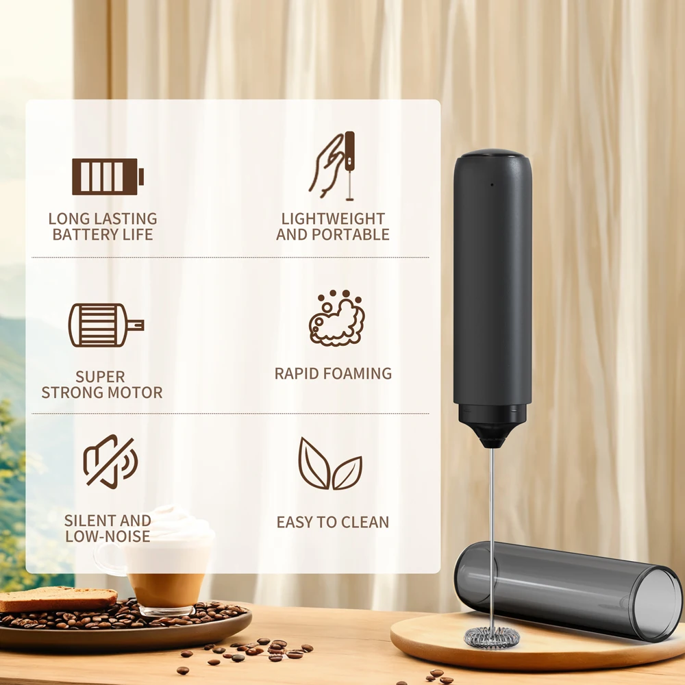 Kitchen Powerful Stirrer Milk Frother Handheld Foam Maker for Lattes Whisk Drink Mixer Coffee Electric Rechargable Egg Beater view 3