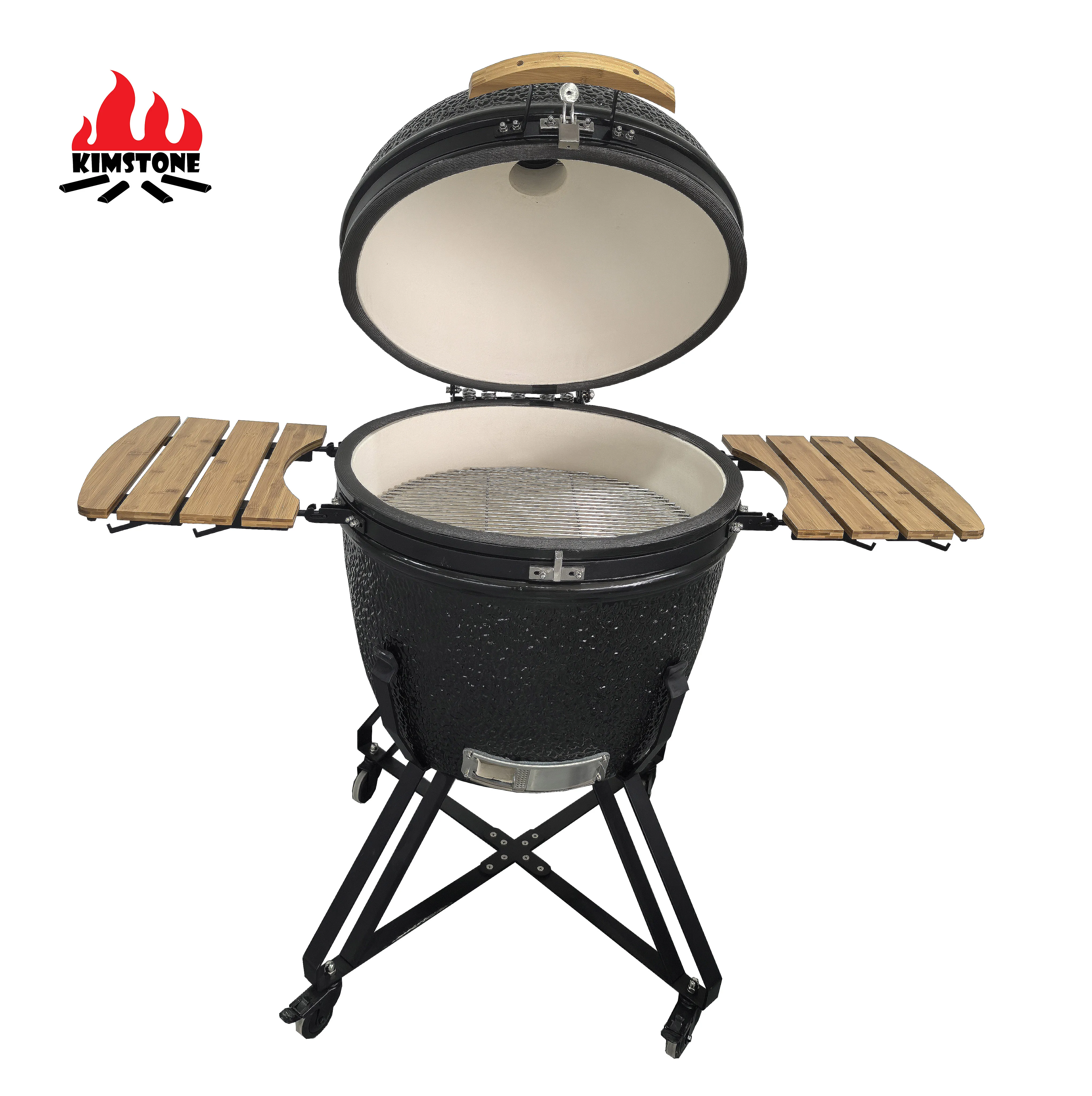 KIMSTONE Kamado Factory New Sale Big 28 Inch Black Kamado Grill Ceramic Bbq Pizza Oven Charcoal Sawdust Wholesale