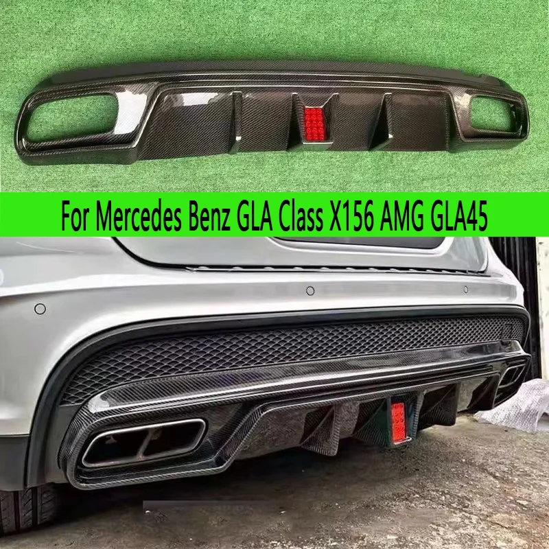 

For Mercedes Benz GLA Class X156 GLA45 2016-2019 Carbon Fiber Car Rear Bumper Diffuser Rear Splitters Spoiler Back lip Auto part
