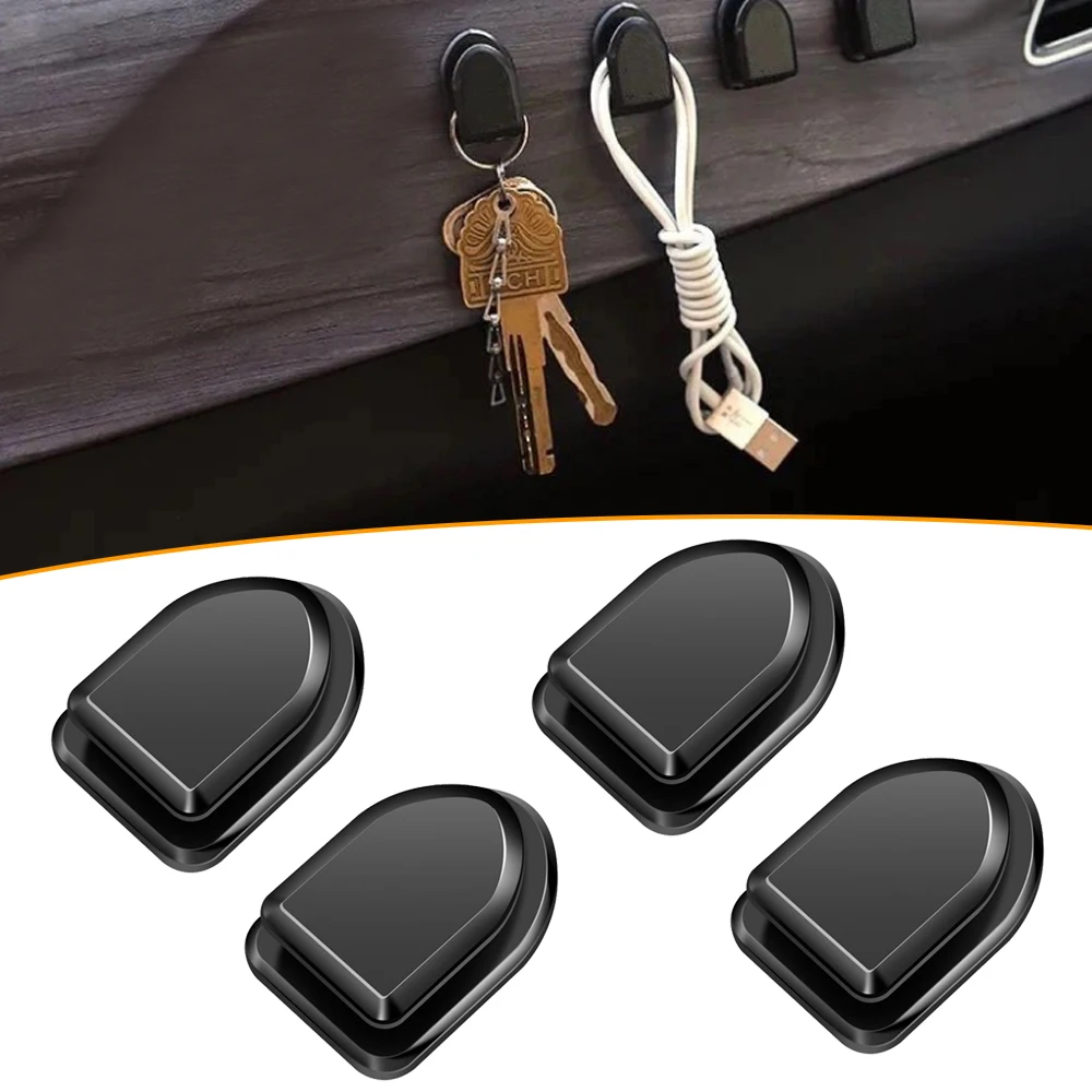 

4Pcs Car Interior Hook Hanger Fastener Clips Organizer Storage USB Cable Headphone Key Storage Self Adhesive Hooks Accessories