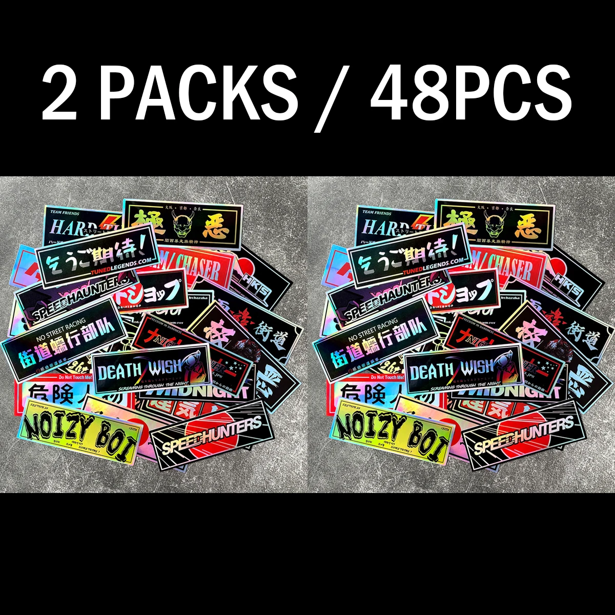 24 Teile/paket 12cm Lange JDM Samurai Aufkleber Laser Regenbogen Auto Fenster Windschutzscheibe Motorrad Körper Moto Helm Zubehör Aufkleber