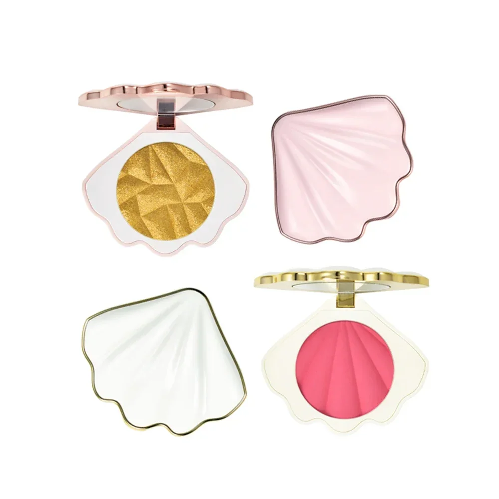 Shell Shape Blush Makeup Highlighter Private Label Eye Shadow Fine Non-flying Powder Single Bronzer Wholesale Blusher