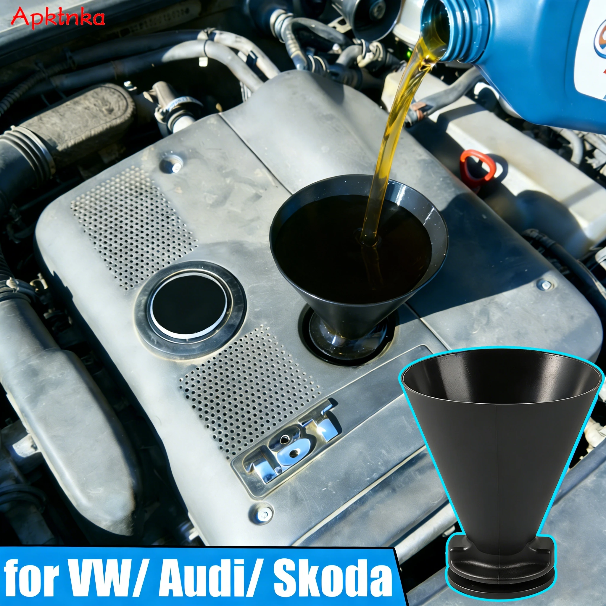 Apktnka Spill-Proof Car Engine Oil Funnel Threaded Filler for VW Polo Jetta Tiguan Golf Touareg Audi Skoda Rapid Seat Ibiza Leo
