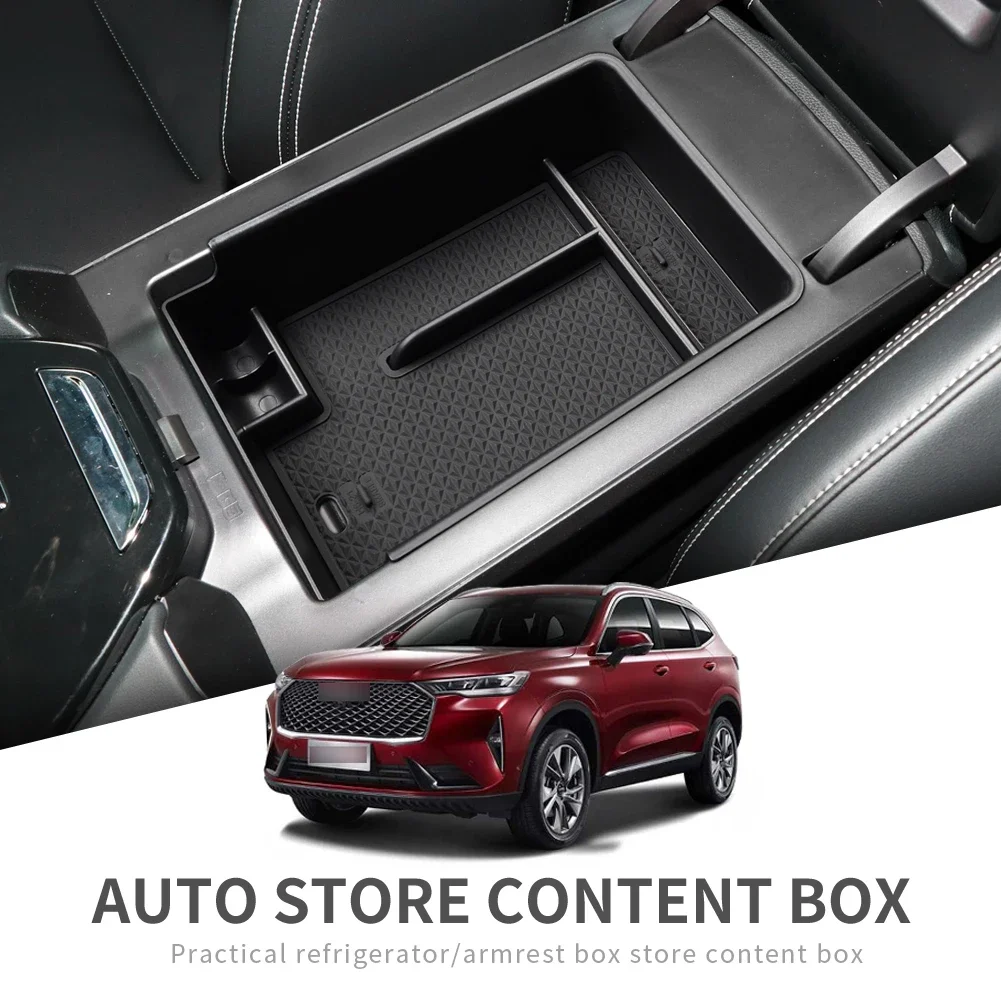 

for HAVAL H6 3rd Gen GT 2021-2024 Armrest Storage Box Accessories Stowing Tidying Center Console Tray Black ABS