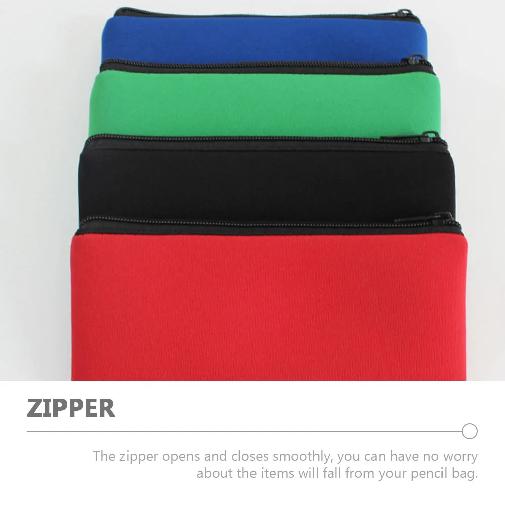 

4 pcs Large Capacity Pencil Bags Black Red Blue Green Zipper Storage Case Tool Bag Stationery Pouch Student Organizer