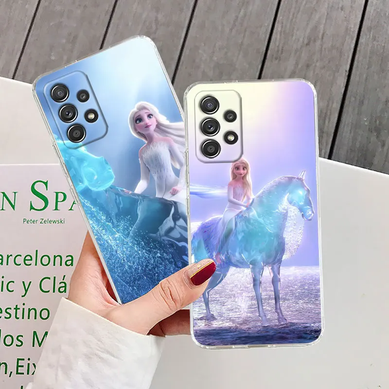 Disney Elsa Frozen Princess For Samsung Galaxy A55 Case A54 A52 A53 Coque A15 A14 A13 A21S A23 A34 A35 A33 A72 Clear Phone Cover