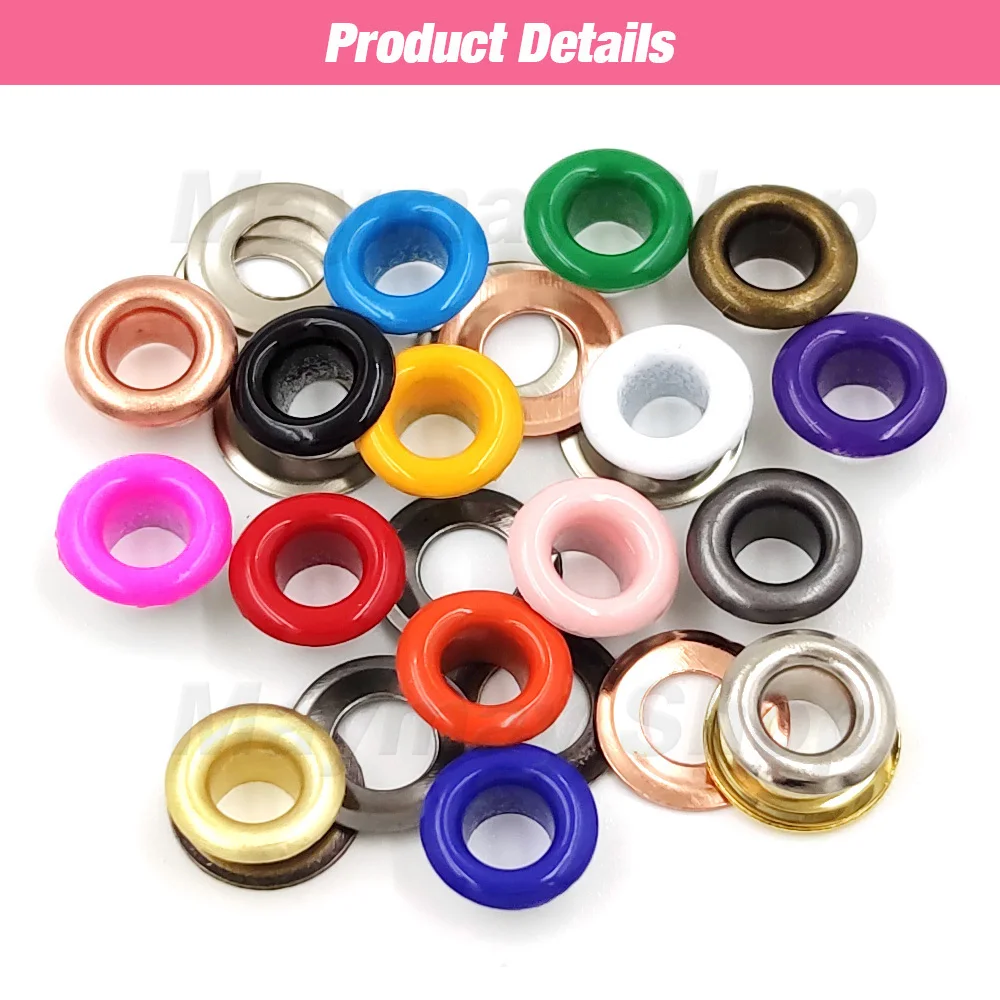 100 Sets 4mm Multicolor Eyelets Grommet Metal Ring With Washer For Scrapbooking Shoes Belt Cap Bag Tags Clothes DIY Leathercraft