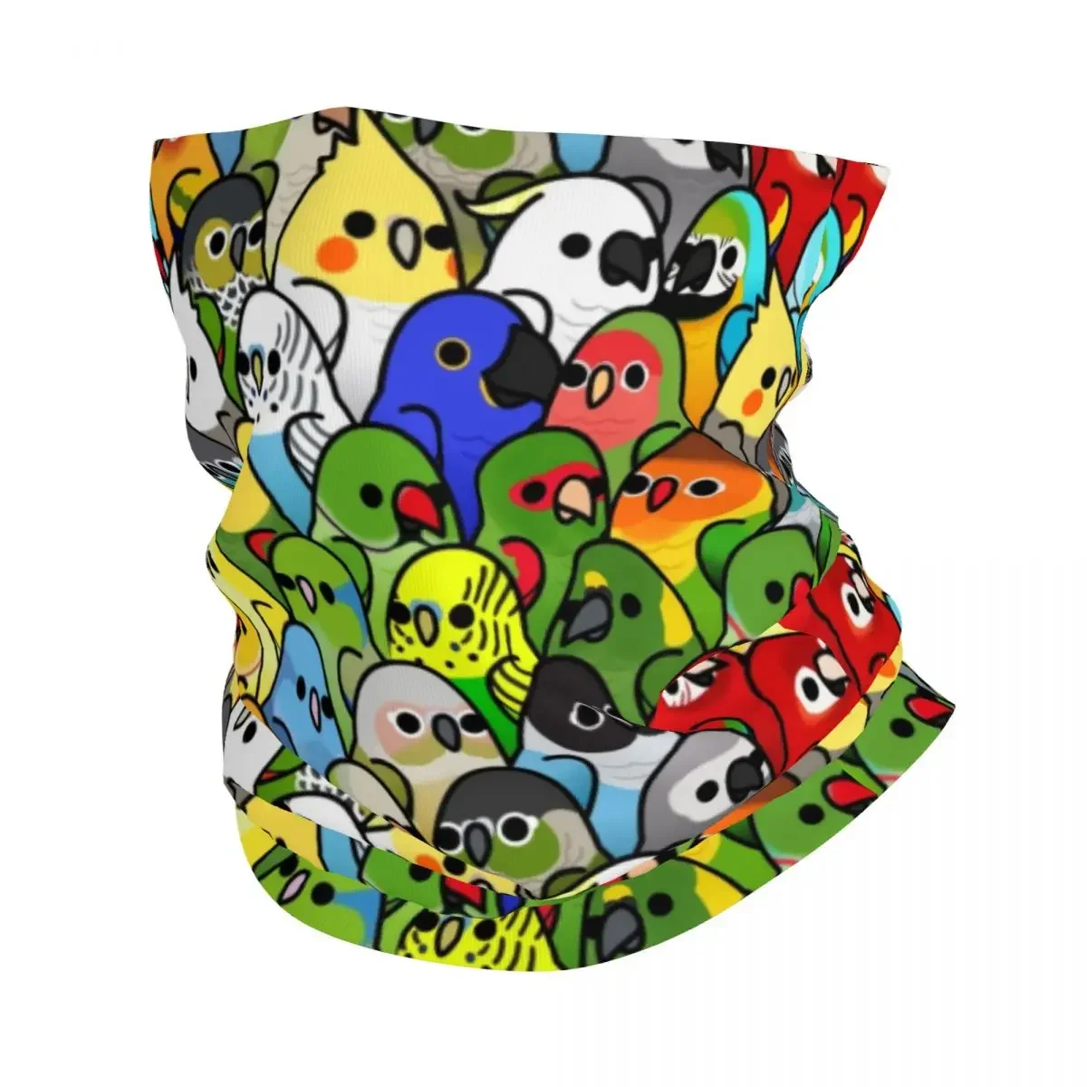 Funny Parrot Birds Squad Art Bandana Winter Neck Warmer Men Windproof Wrap Face Scarf for Hiking Cockatiel Bird Gaiter Headband