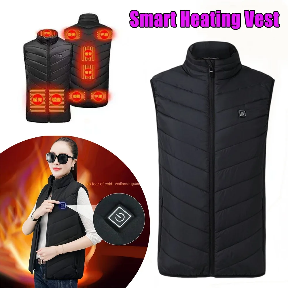 

Жилет с USB-подогревом, электрическая утепленная куртка, 9/13 зон, умный тепловой жилет для зимних видов спорта на открытом воздухе, велоспорта, пешего туризма, кемпинга, отопления