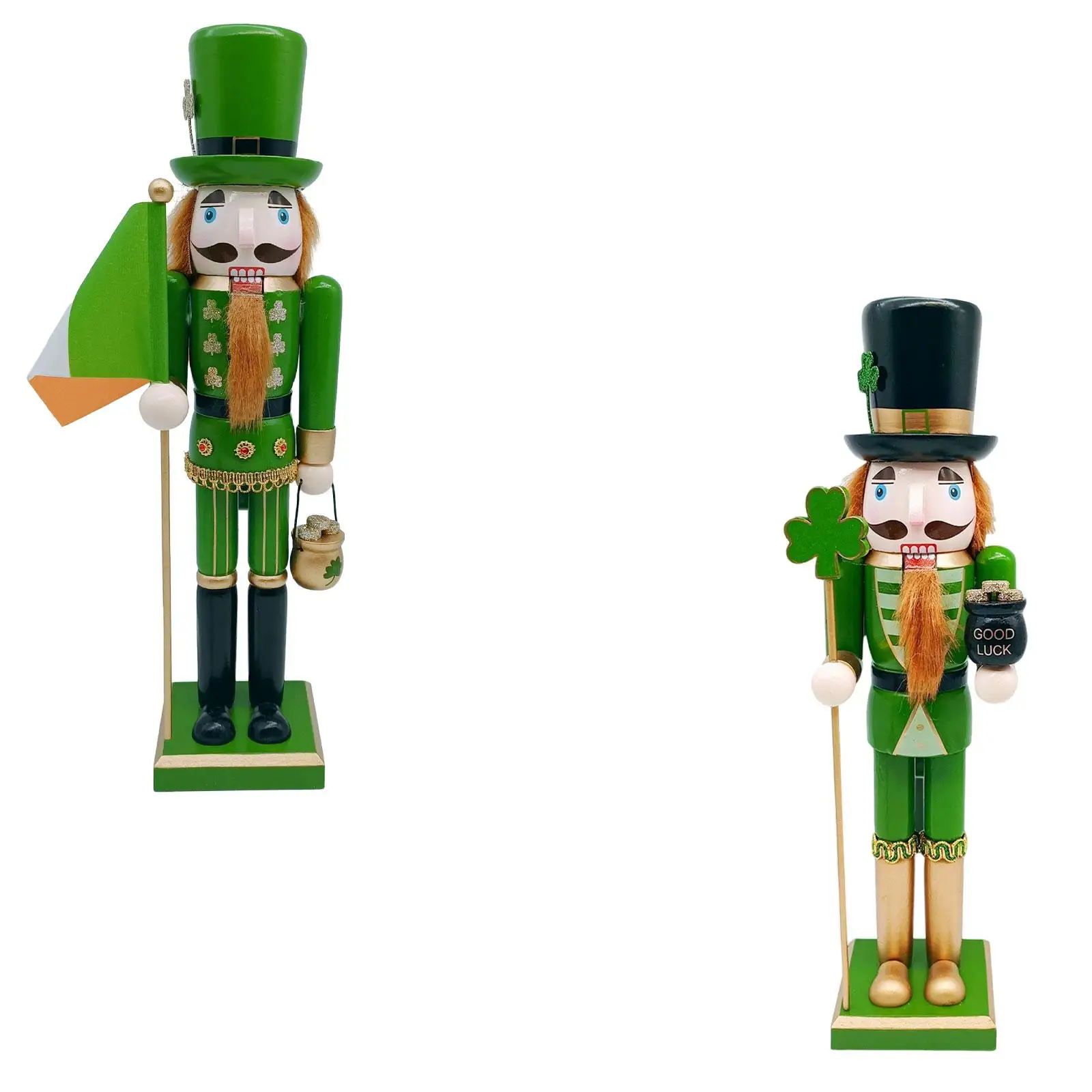 

38 см День Святого Патрика солдат Щелкунчик зеленая форма декоративное украшение для стола портативный