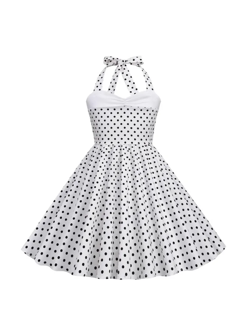 

Детское платье для детей от 3 до 8 лет с подвесным воротником и лоскутным детским платьем в горошек, школьное платье для выступления на сцене, платье принцессы Cos