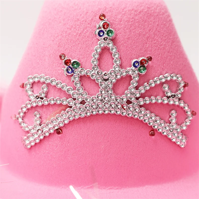 Cowgirl Hats Y2k Pink Feather Western Cowboy Hat For Women Rhinestone Crown Cow Girl Hat Costume Accessories Dress Party Caps